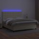 vidaXL Κρεβάτι Kontynentalne με LED, στρώμα, κρεμ, συνθετικό δέρμα 180x200cm