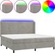 vidaXL lozko kontynentalne z materacem i LED, szare 200x200 cm, aksamit