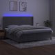 vidaXL lozko kontynentalne z materacem i LED, szare 200x200 cm, aksamit