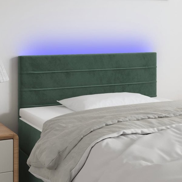 vidaXL Zagolowek do lozka z LED, ciemnozielony, 80x5x78/88 cm, aksamit