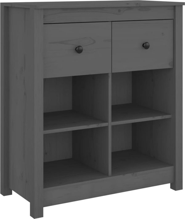 vidaXL Szafka, szara, 70x35x80 cm, lite drewno sosnowe
