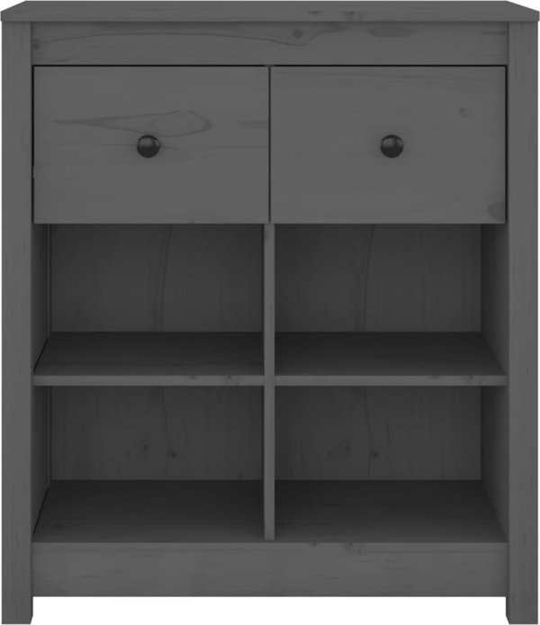 vidaXL Szafka, szara, 70x35x80 cm, lite drewno sosnowe
