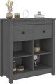 vidaXL Szafka, szara, 70x35x80 cm, lite drewno sosnowe