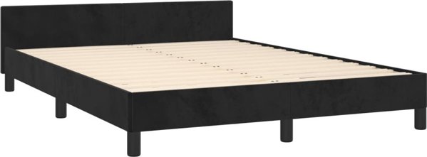 vidaXL Rama κρεβατιού με προσκέφαλο, μαύρη, 140x190 cm, βελούδινη