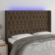 vidaXL Κεφαλάρι Κρεβατιού με LED, Σκούρο Καφέ, 163x16x118/128 cm, Υφασμάτινο