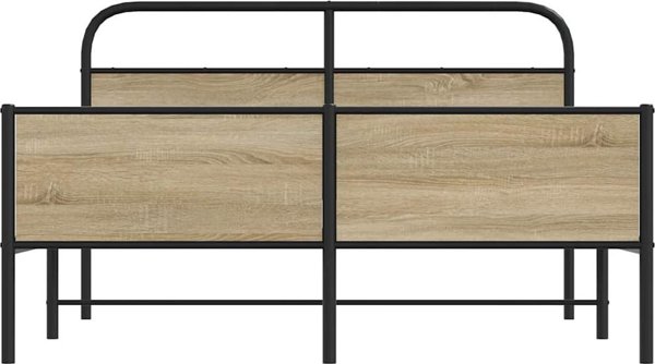 vidaXL Μεταλλικό Κρεβάτι 160x200 cm, Χρώμα Καπνιστή Δρυς, Χωρίς Στρώμα