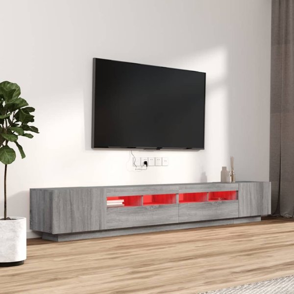 vidaXL Zestaw 3 Szafek TV z Oswietleniem LED Szary Dab Sonoma