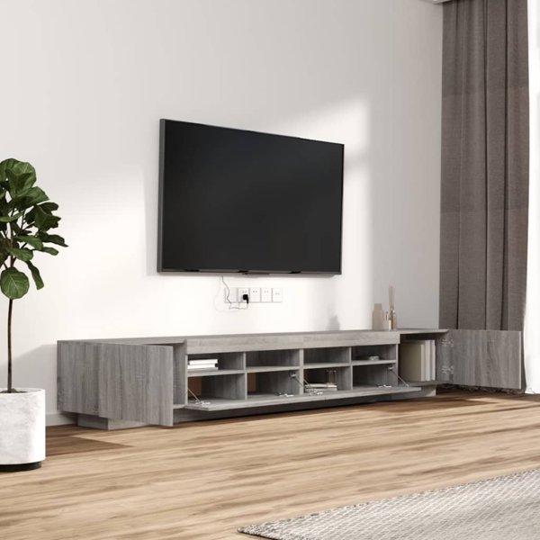 vidaXL Zestaw 3 Szafek TV z Oswietleniem LED Szary Dab Sonoma