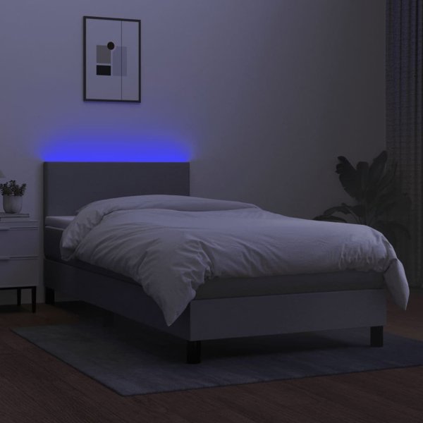 vidaXL Λοιζκο Kontynentalne με στρώμα, ανοιχτό γκρι, 90x200 εκ, ύφασμα