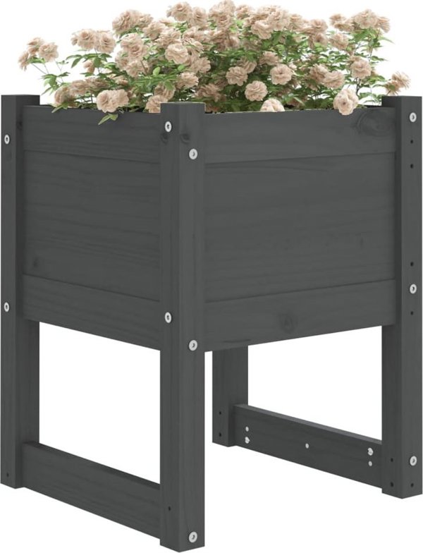 vidaXL vidaXL Donice, 2 szt., szare, 40x40x52,5 cm, lite drewno sosnowe