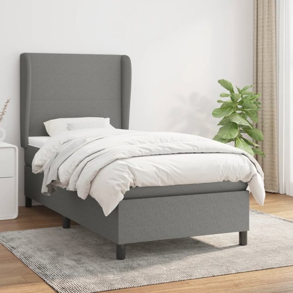 vidaXL Κρεβάτι Continental με στρώμα, σκουρογκρι ύφασμα, 100x200 cm