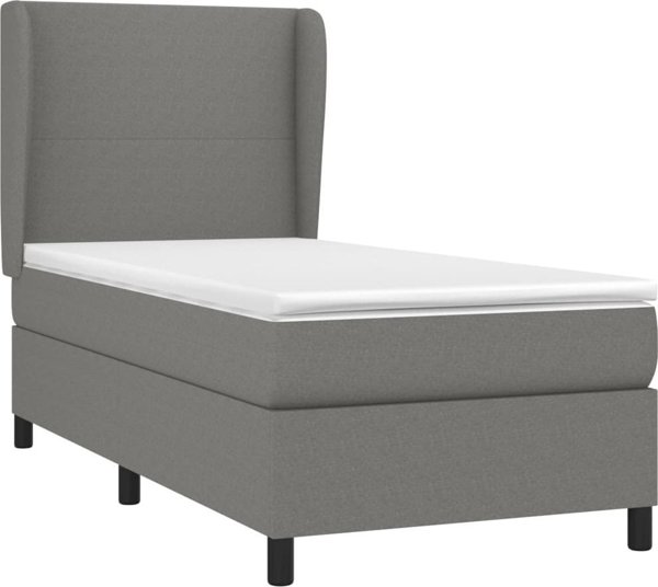 vidaXL Κρεβάτι Continental με στρώμα, σκουρογκρι ύφασμα, 100x200 cm
