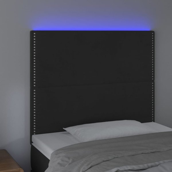 vidaXL Κεφαλάρι κρεβατιού με LED, μαύρο, 80x5x118/128 εκ, βελούδο