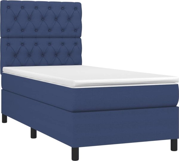 vidaXL Κρεβάτι τύπου continental με στρώμα, μπλε, 80x200 εκ., υφασμάτινο
