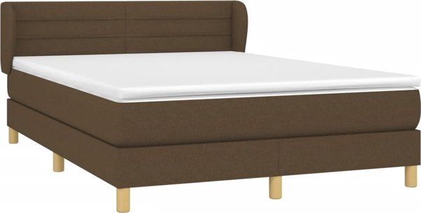 vidaXL Κρεβάτι kontynentalne με στρώμα, καφέ ύφασμα, 140x200 εκ.