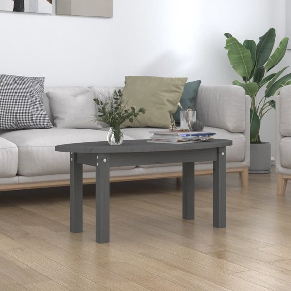 vidaXL vidaXL Stolik kawowy, szary, 80x40x35 cm, lite drewno sosnowe