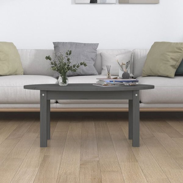 vidaXL vidaXL Stolik kawowy, szary, 80x40x35 cm, lite drewno sosnowe