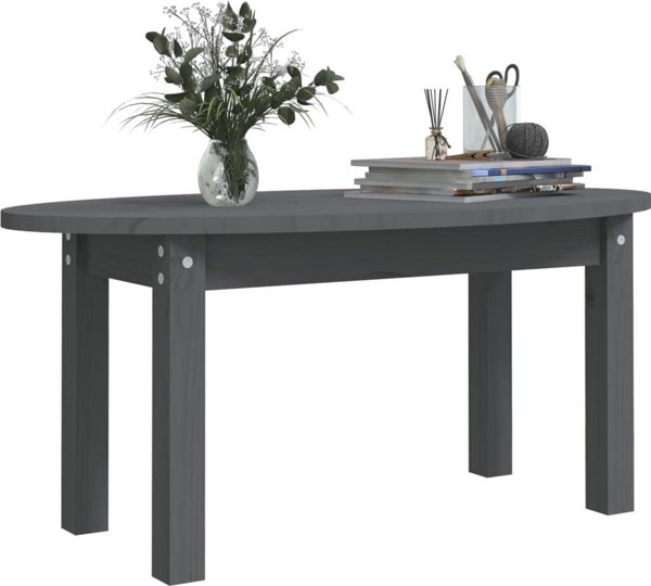 vidaXL vidaXL Stolik kawowy, szary, 80x40x35 cm, lite drewno sosnowe