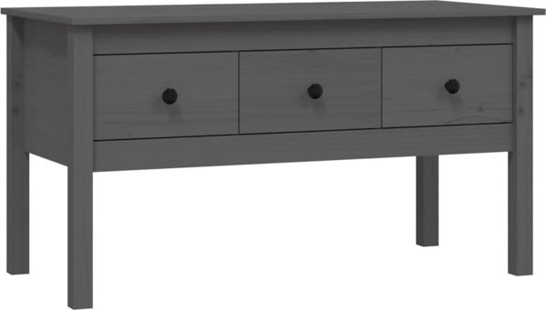 vidaXL Stolik kawowy, szary, 102x49x55 cm, lite drewno sosnowe