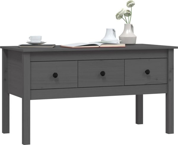 vidaXL Stolik kawowy, szary, 102x49x55 cm, lite drewno sosnowe