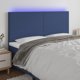 vidaXL Zaglowek do lozka z LED, niebieski, 200x5x118/128 cm, tkanina