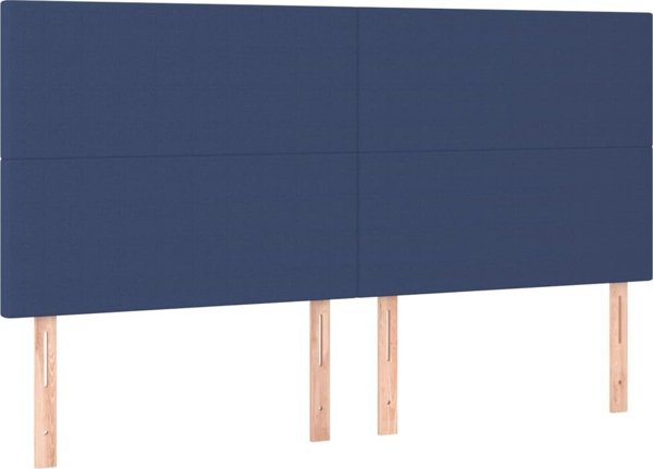vidaXL Zaglowek do lozka z LED, niebieski, 200x5x118/128 cm, tkanina