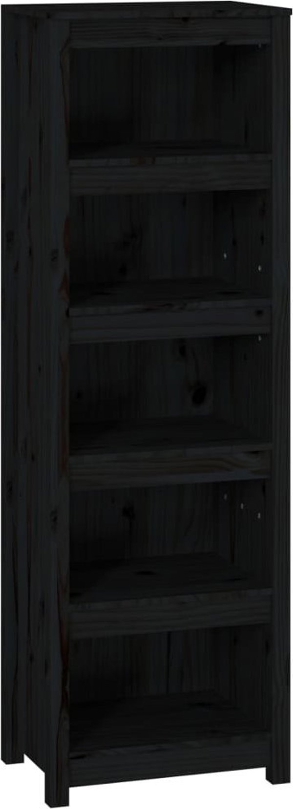 vidaXL Ράφι για βιβλία από μασίφ πεύκο, μαύρο, 50x35x154 εκ.