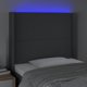vidaXL Κεφαλάρι κρεβατιού με LED, σκούρο γκρι, 103x16x118/128 εκ., ύφασμα