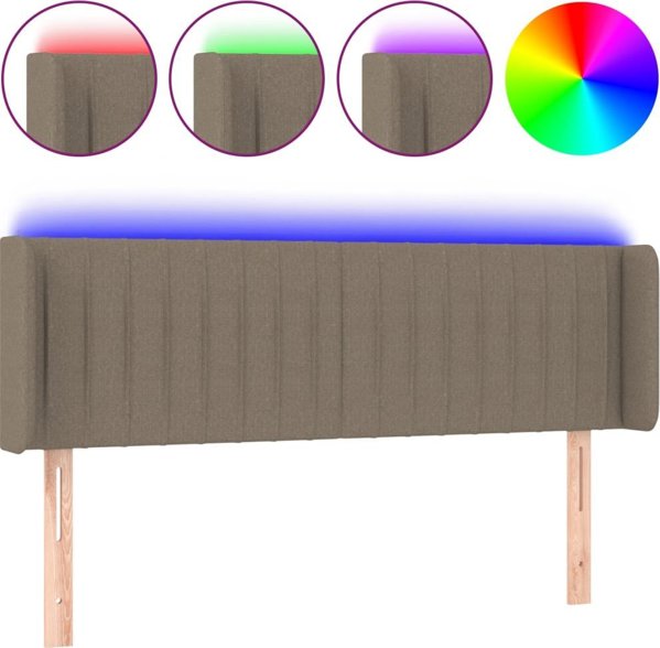 vidaXL Κεφαλάρι κρεβατιού με LED, ταουπέ, 147x16x78/88 εκ., υφασμάτινο