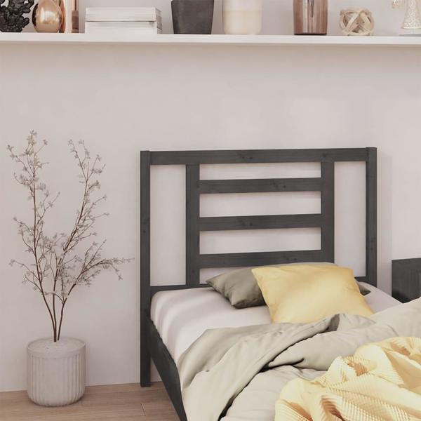 vidaXL Κεφαλάρι κρεβατιού γκρι, 96x4x100 cm, μασίφ ξύλο πεύκου