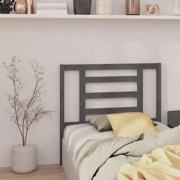 vidaXL Κεφαλάρι κρεβατιού γκρι, 96x4x100 cm, μασίφ ξύλο πεύκου