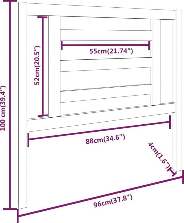 vidaXL Κεφαλάρι κρεβατιού γκρι, 96x4x100 cm, μασίφ ξύλο πεύκου