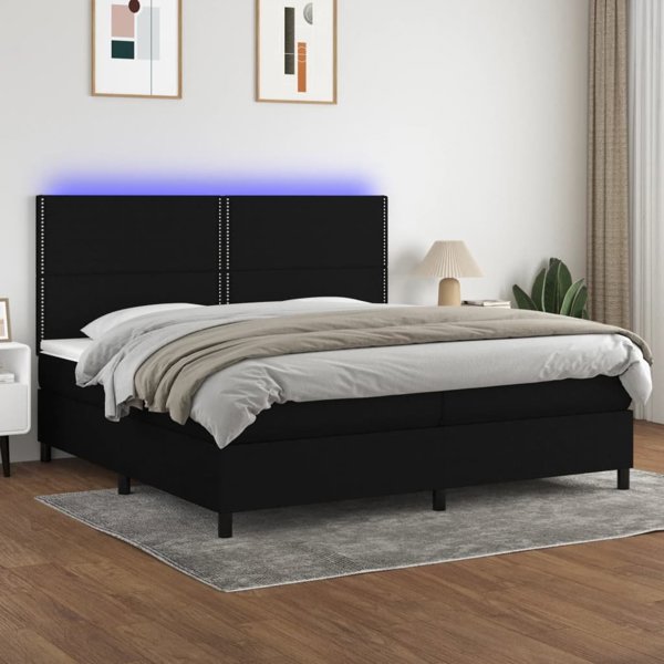 vidaXL Κρεβάτι continental με στρώμα, μαύρο, 200x200 εκ., ύφασμα