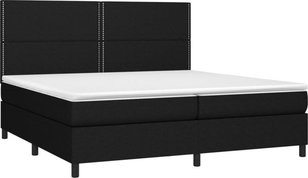 vidaXL Κρεβάτι continental με στρώμα, μαύρο, 200x200 εκ., ύφασμα