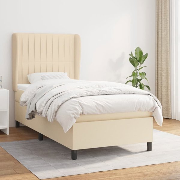 vidaXL Κοντινενταλ κρεβατι με στρωμα κρεμ 80x200 cm υφασμα