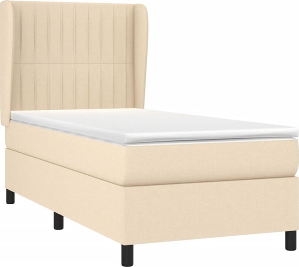 vidaXL Κοντινενταλ κρεβατι με στρωμα κρεμ 80x200 cm υφασμα