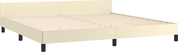 vidaXL Κρεβάτι με κεφαλάρι, κρεμ, 200x200 εκ., τεχνητό δέρμα