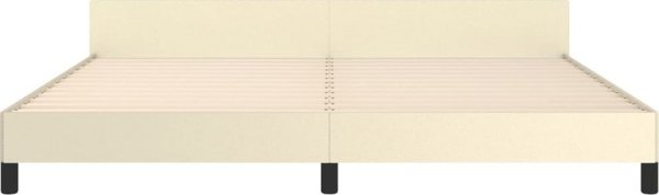 vidaXL Κρεβάτι με κεφαλάρι, κρεμ, 200x200 εκ., τεχνητό δέρμα