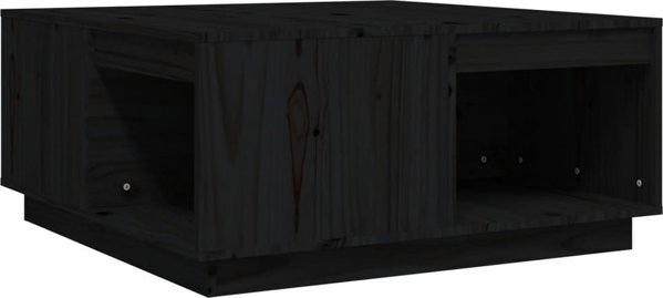 vidaXL Stolik kawowy, czarny, 80x81x36,5 cm, lite drewno sosnowe