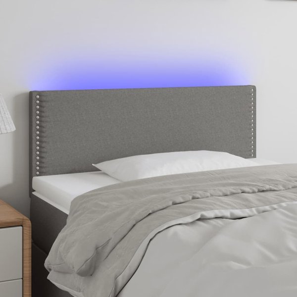 vidaXL Κεφαλάρι κρεβατιού με LED, σκούρο γκρι, 90x5x78/88 cm, ύφασμα