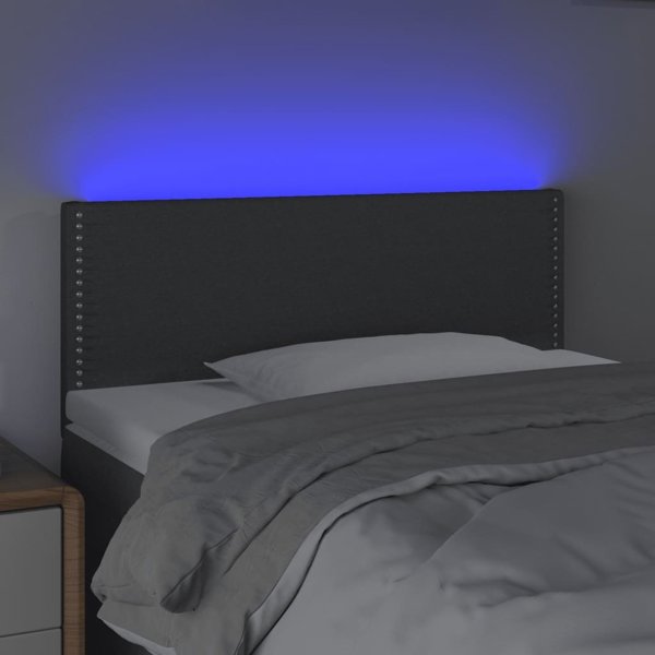 vidaXL Κεφαλάρι κρεβατιού με LED, σκούρο γκρι, 90x5x78/88 cm, ύφασμα
