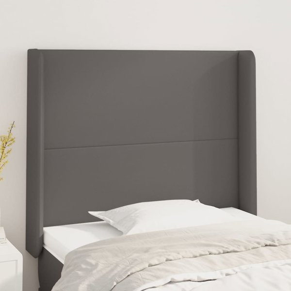 vidaXL Υποστήριγμα κεφαλιού uszak, γκρι, 93x16x118/128 cm, τεχνητό δέρμα