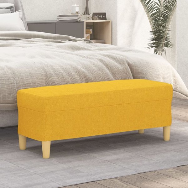 vidaXL Πάγκος, ανοιχτό κίτρινο, 100x35x41 cm, επενδεδυμένος με ύφασμα