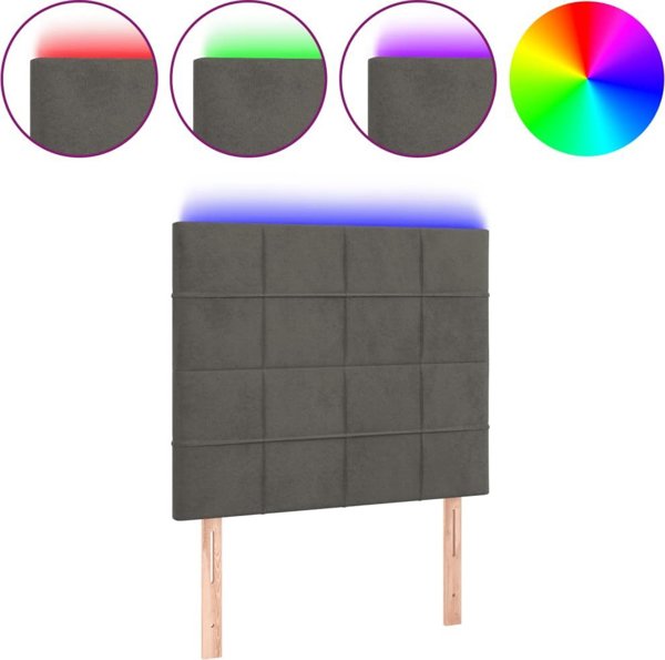 vidaXL Κεφαλάρι Κρεβατιού με LED, Σκούρο Γκρι, 100x5x118/128 cm, Βελούδο