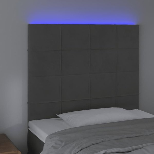 vidaXL Κεφαλάρι Κρεβατιού με LED, Σκούρο Γκρι, 100x5x118/128 cm, Βελούδο
