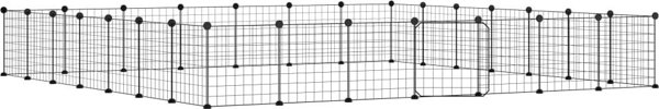 vidaXL Kλωβός για ζώα με πύλη, 28 πάνελ, μαύρος, 35x35 εκ., ατσάλι