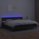 vidaXL Κρεβάτι κοντινεντάλ με στρώμα και LED μαύρο οικοδερμα 200x200cm