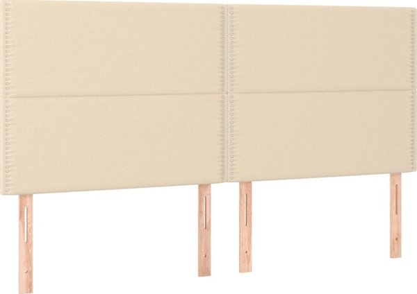 vidaXL Zaglowek do lozka z LED, kremowy, 180x5x118/128 cm, tkanina