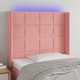 vidaXL Κεφαλάρι κρεβατιού με LED, ροζ, 93x16x118/128 cm, βελούδο