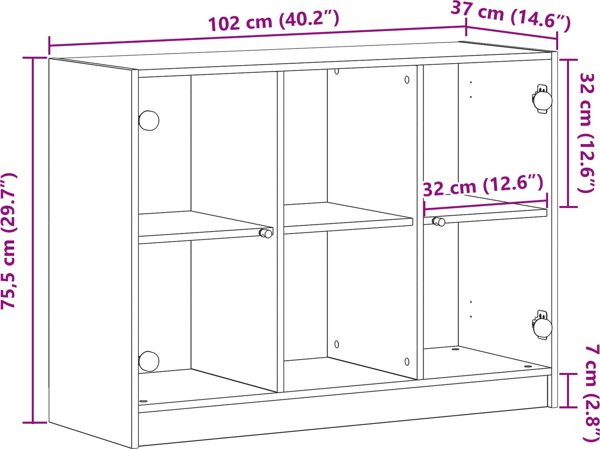 vidaXL Ντουλάπα Λευκή από Σύνθετο Ξύλο, 102x37x75,5 εκ.